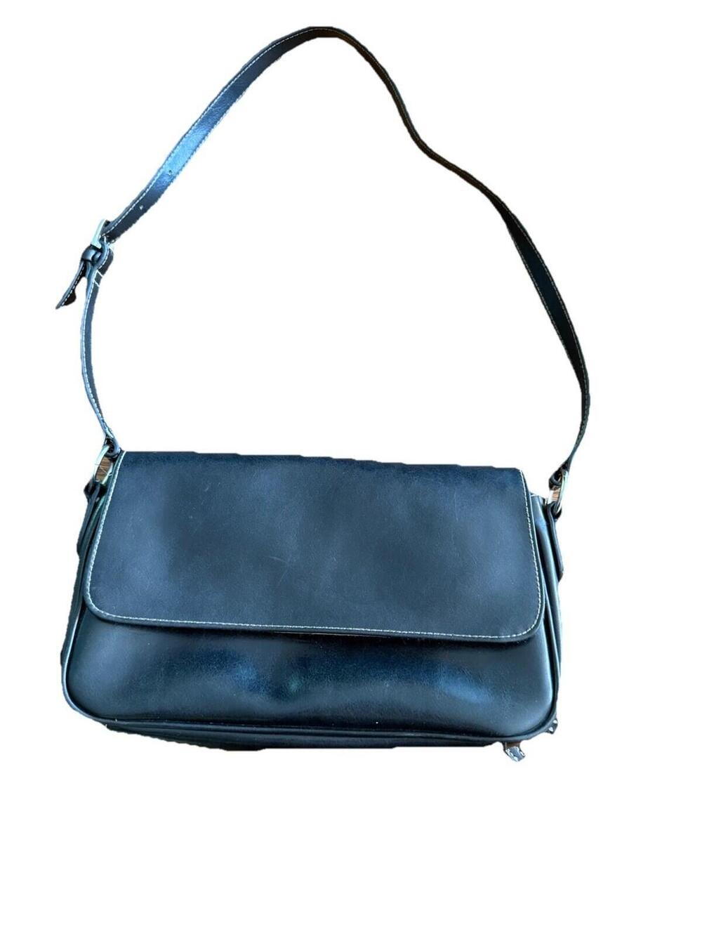 Black Liz Claiborne Villager Purse Zip Up Side pocket 10” W/adjustable strap
